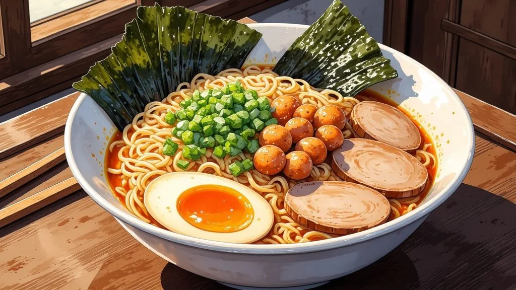 Illustrierte Schale Tonkotsu-Ramen
